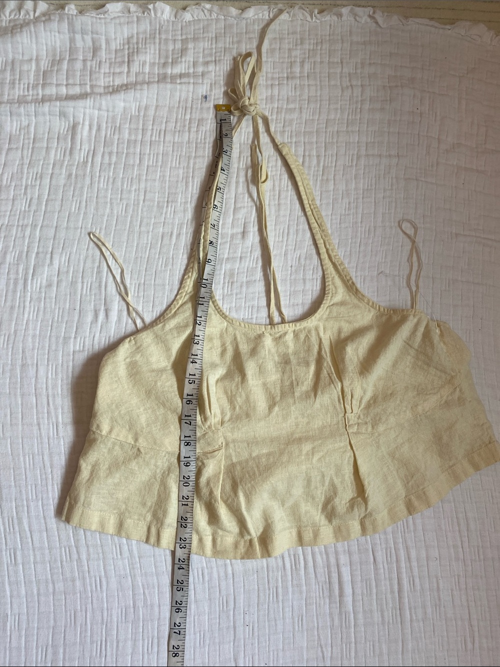 FREE PEOPLE Cream Scoop-Neck Linen Camisole - Picture 6 of 8